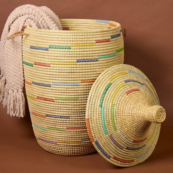 Large Decorative Rainbow Swirl Storage Basket for Home Organization
