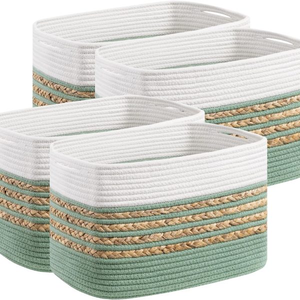 Rectangular Woven Storage Baskets for Shelves Closets and Everyday Organization
